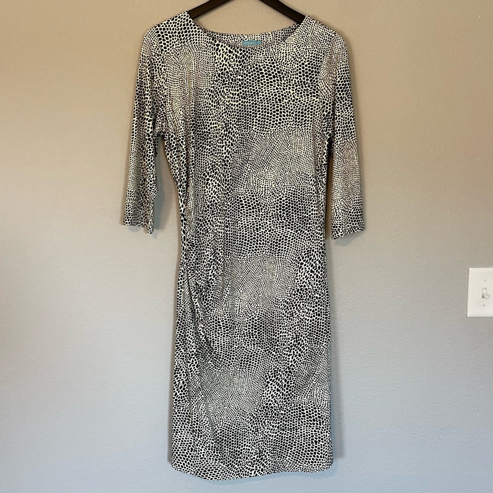 J. McLaughlin Catalina Cloth Ruched Side Animal Print Dress - Large